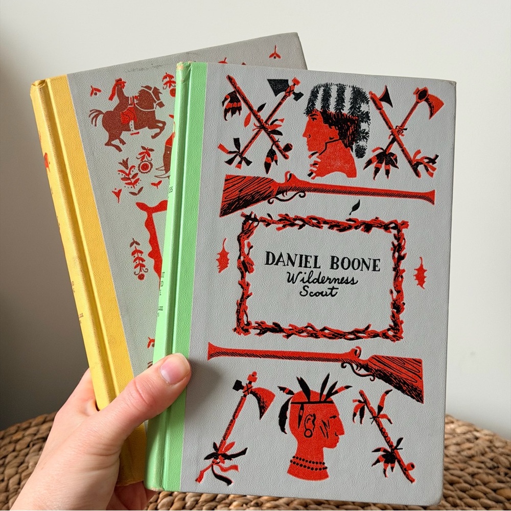 Set of 2 Vintage Hardcover Books Daniel Boone Wilderness Scout and Kim